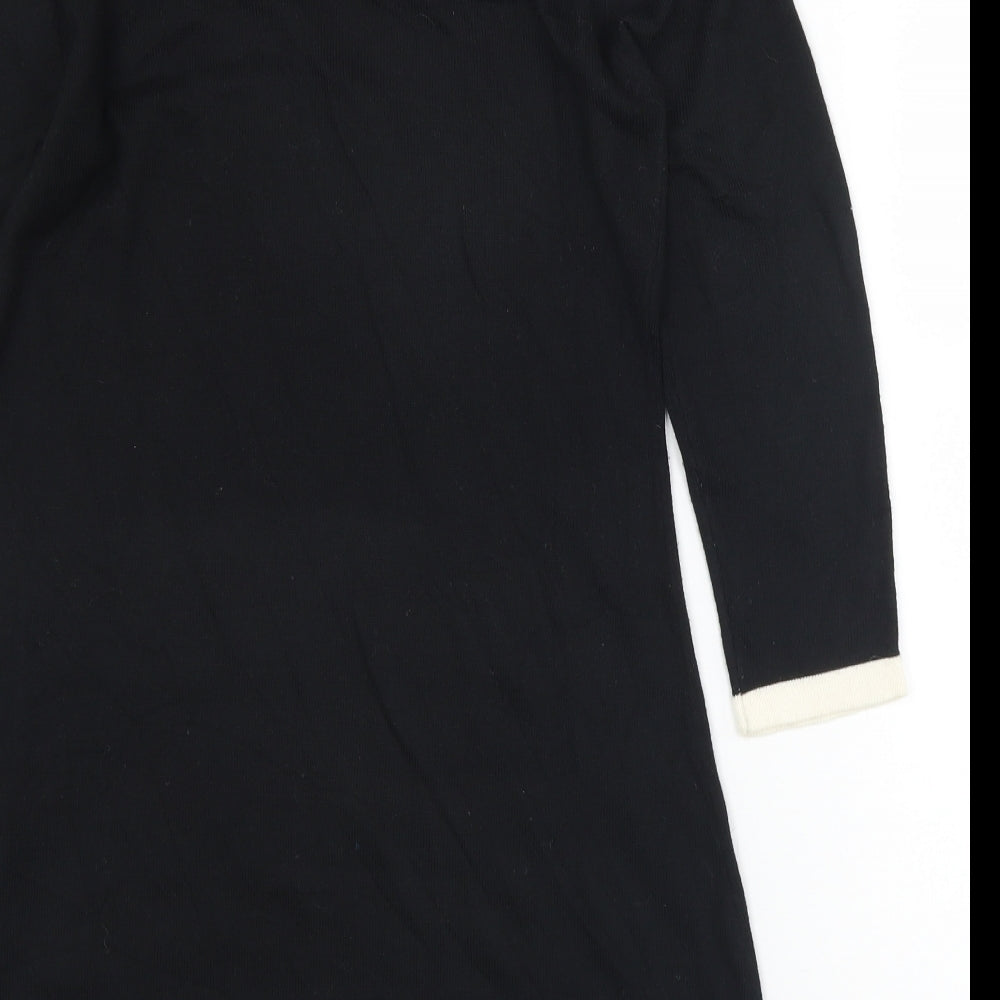 Debenhams Womens Black Round Neck Acrylic Tunic Jumper Size 12