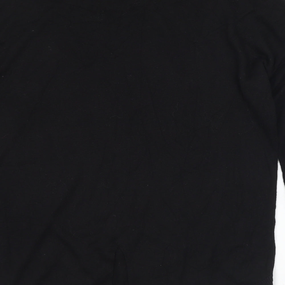 Oasis Womens Black Round Neck Viscose Pullover Jumper Size S