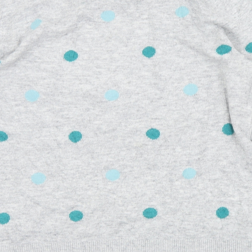 Maine Womens Grey Round Neck Polka Dot Nylon Pullover Jumper Size 12