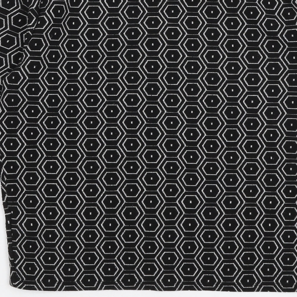 Topshop Womens Black Round Neck Geometric Polyester Pullover Jumper Size 10