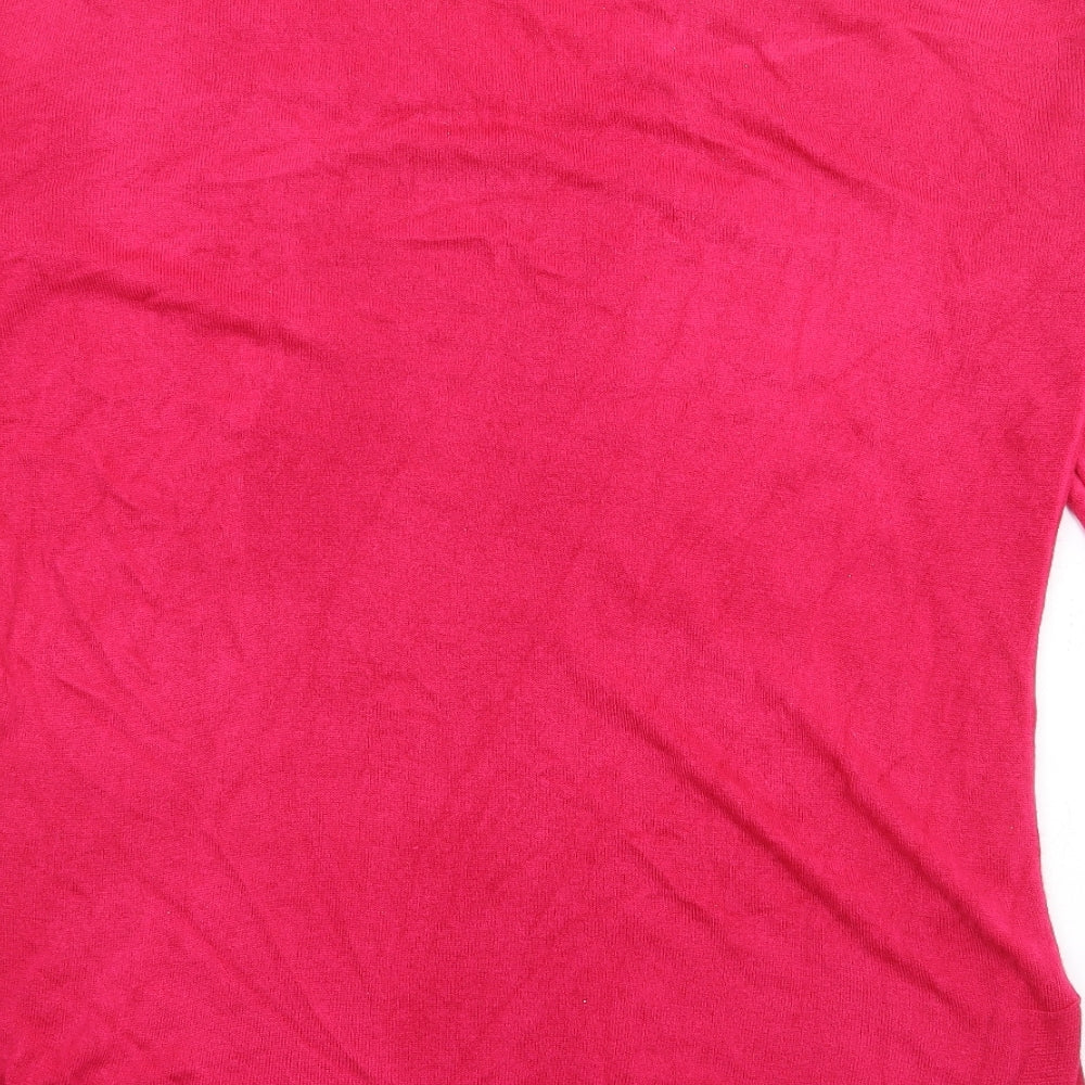 JDWilliams Womens Pink V-Neck Acrylic Pullover Jumper Size 12