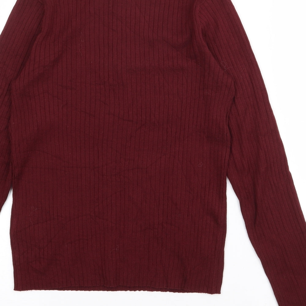 H&M Womens Red Boat Neck Acrylic Pullover Jumper Size S