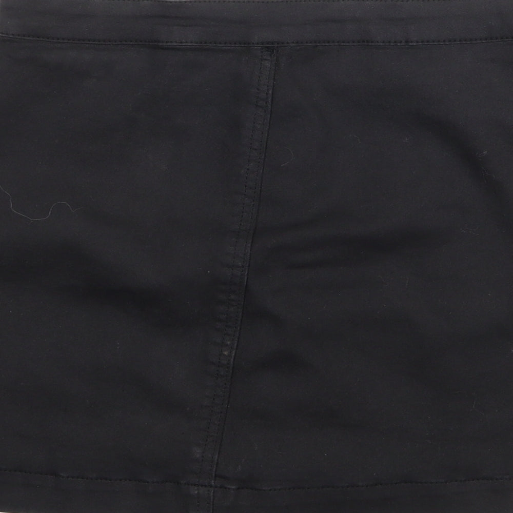 PRETTYLITTLETHING Womens Black Polyester A-Line Skirt Size 10