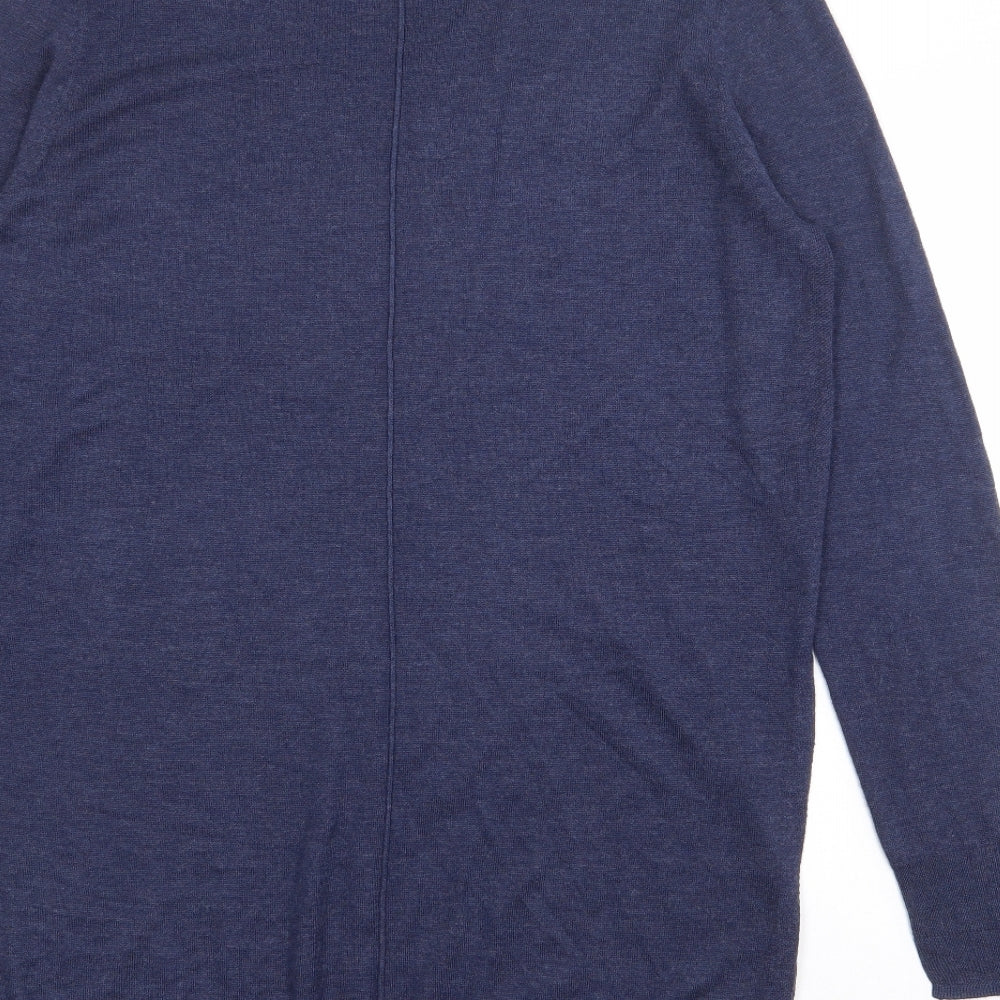 Zara Womens Blue Boat Neck Viscose Pullover Jumper Size M