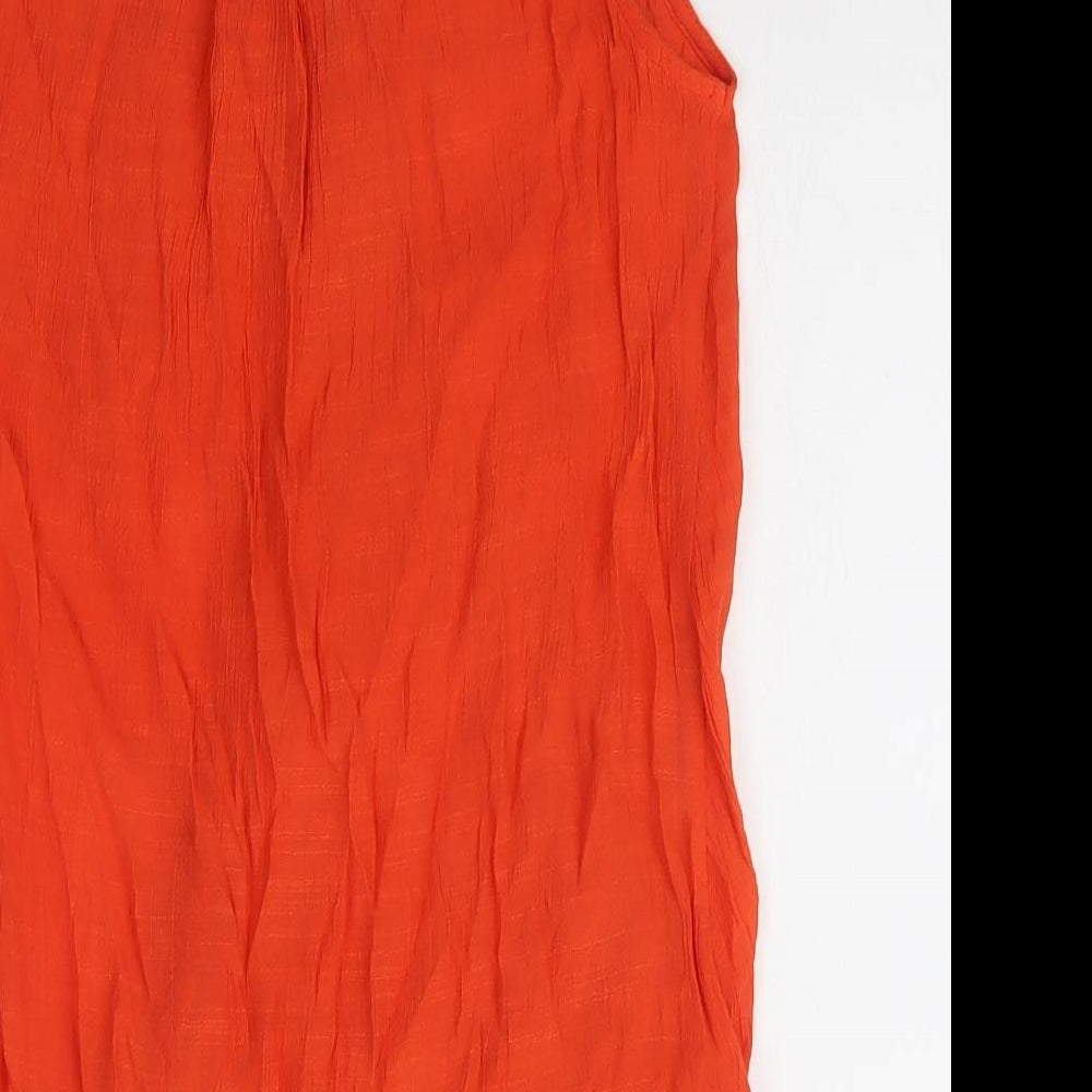River Island Womens Orange Viscose Basic T-Shirt Size 6 V-Neck