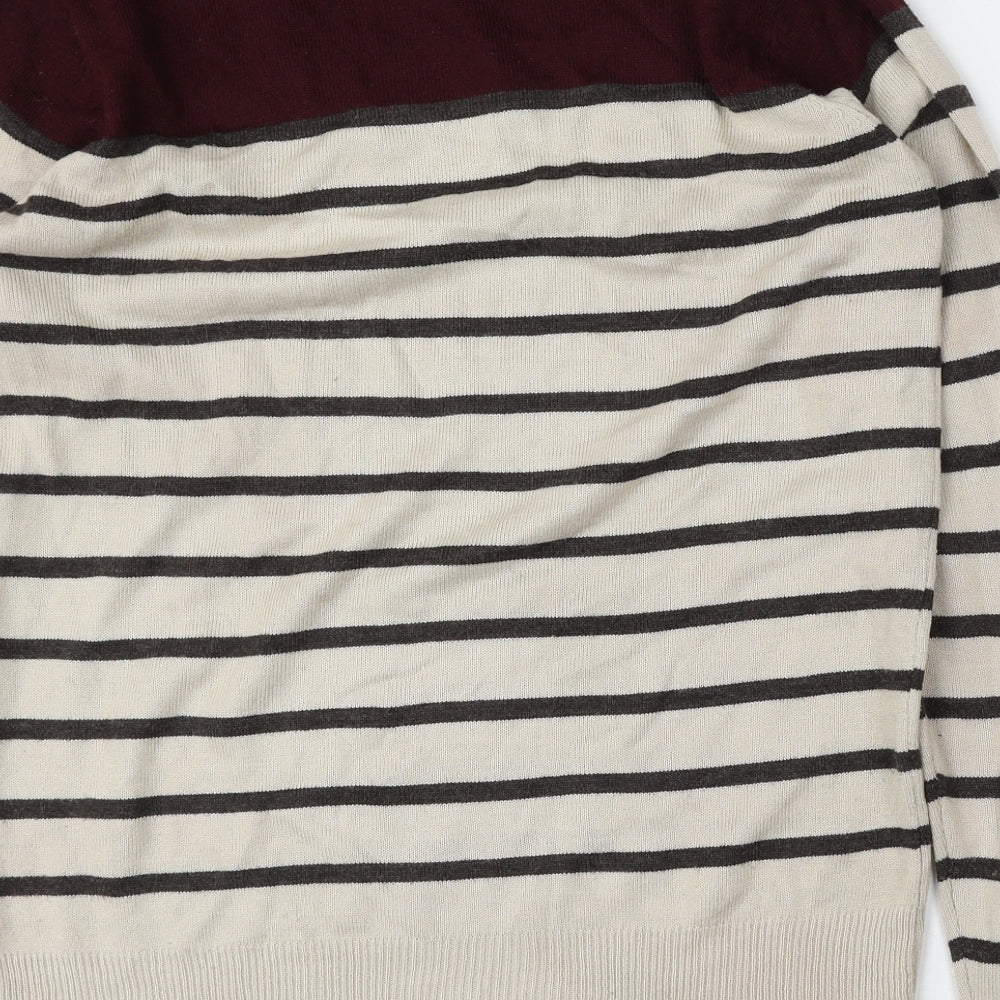 Cedarwood State Mens Multicoloured Round Neck Striped Acrylic Pullover Jumper Size M