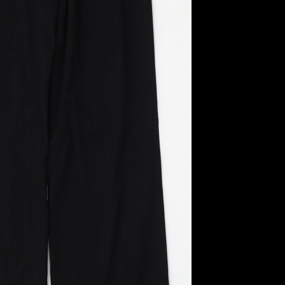 H&M Womens Black Polyester Trousers Size 8 L34 in Regular Hook & Eye