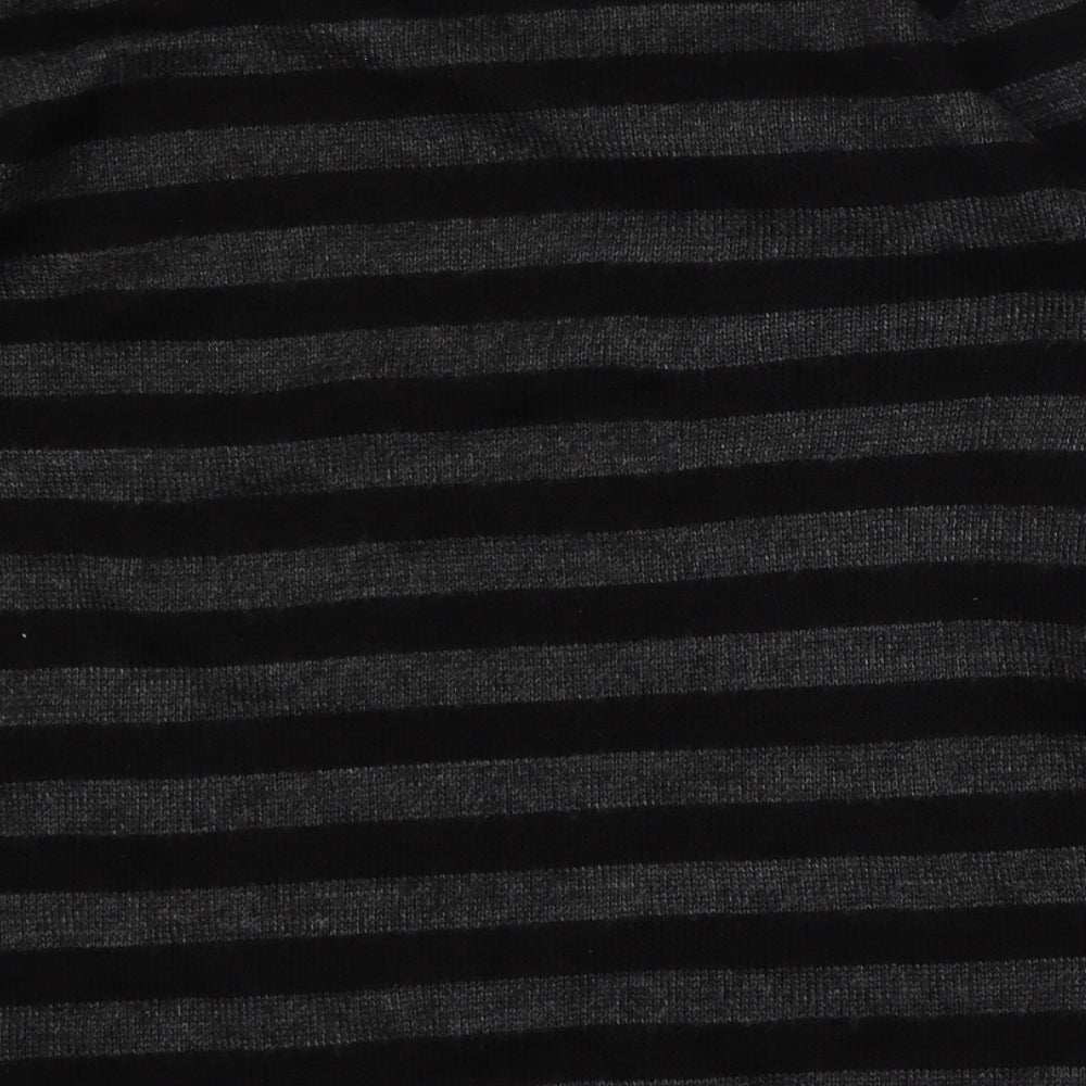 Zara Womens Grey Round Neck Striped Polyester Pullover Jumper Size M
