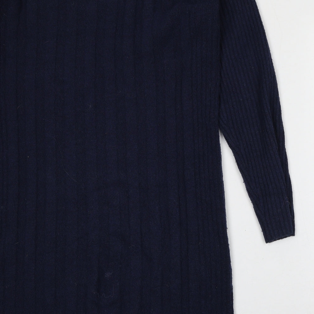 TU Womens Blue Collared Acrylic Pullover Jumper Size 10