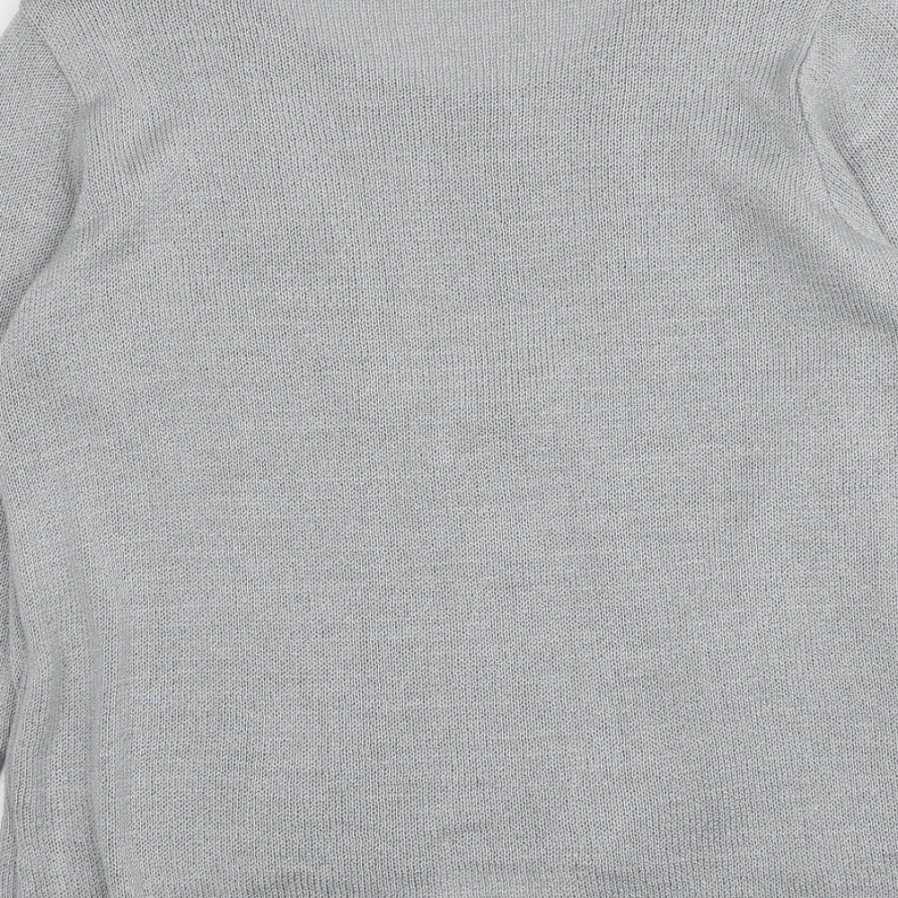 Classics Womens Grey V-Neck Acrylic Cardigan Jumper Size M