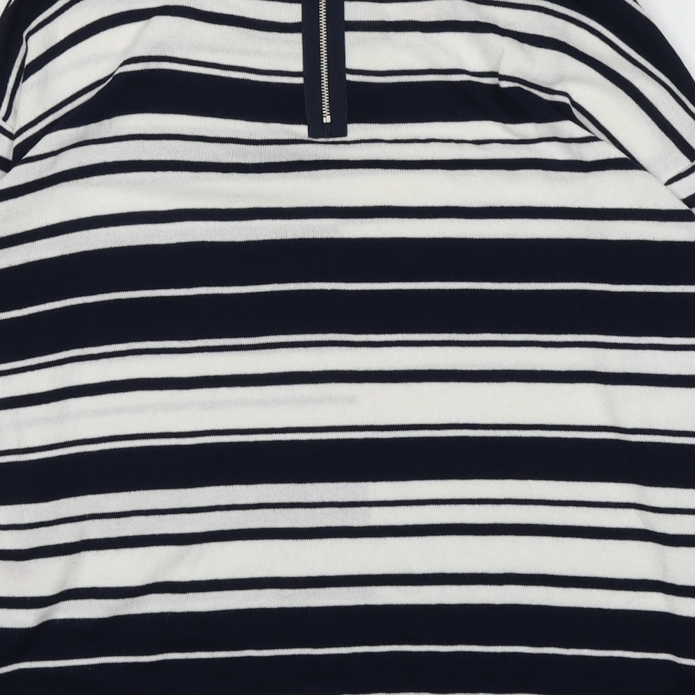 Wallis Womens Blue Striped Viscose Basic T-Shirt Size S Round Neck