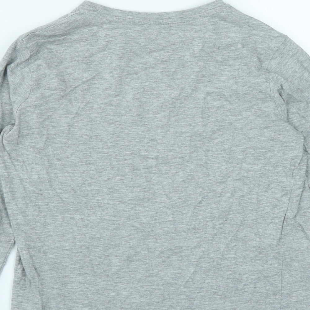 Destination Boys Grey Cotton Basic Casual Size 9-10 Years Round Neck