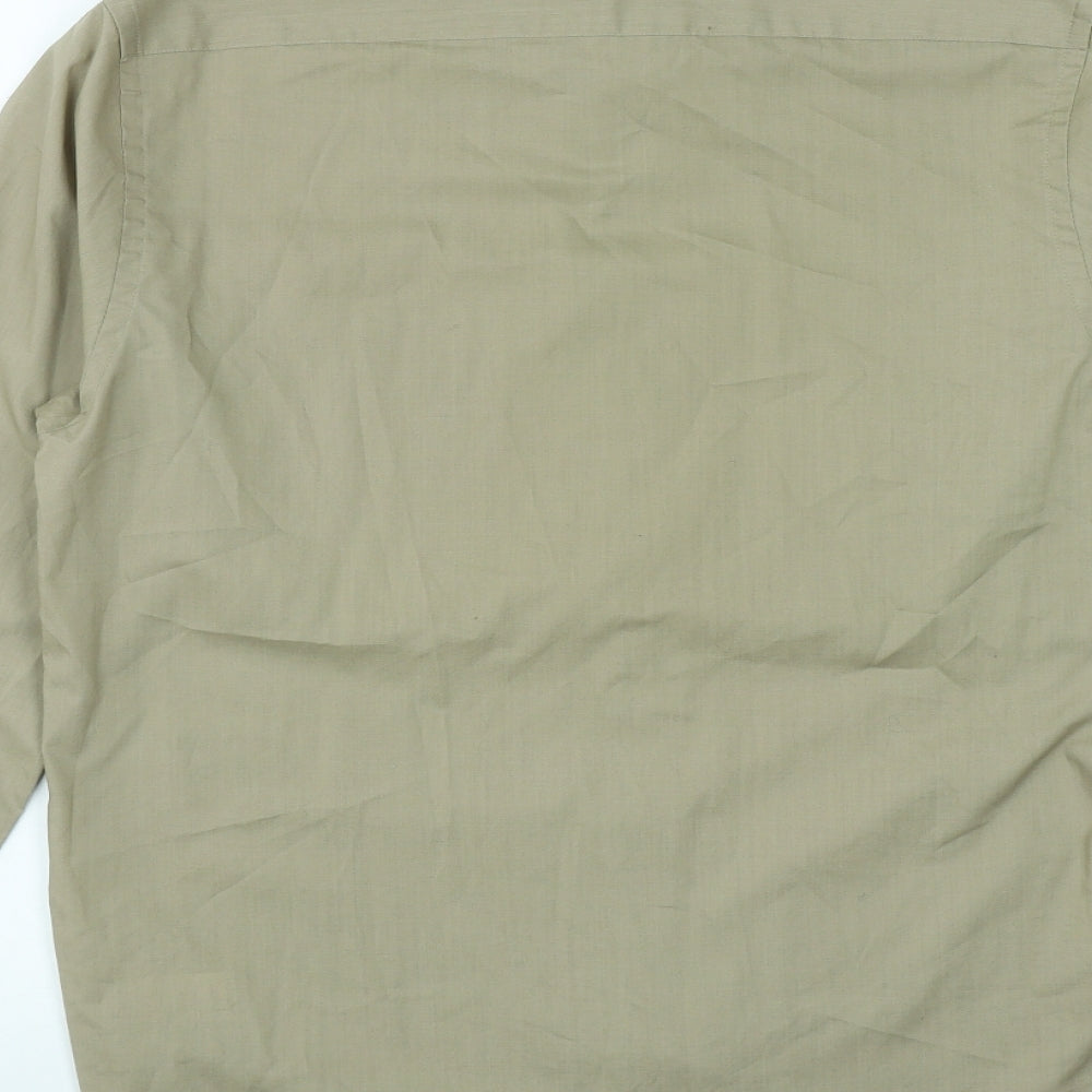 Burton Mens Brown Polyester Button-Up Size 14.5 Collared Button