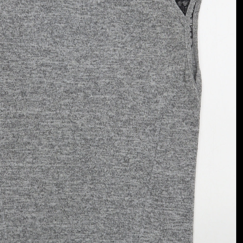 Miss Selfridge Womens Grey Polyester Basic T-Shirt Size 6 Boat Neck