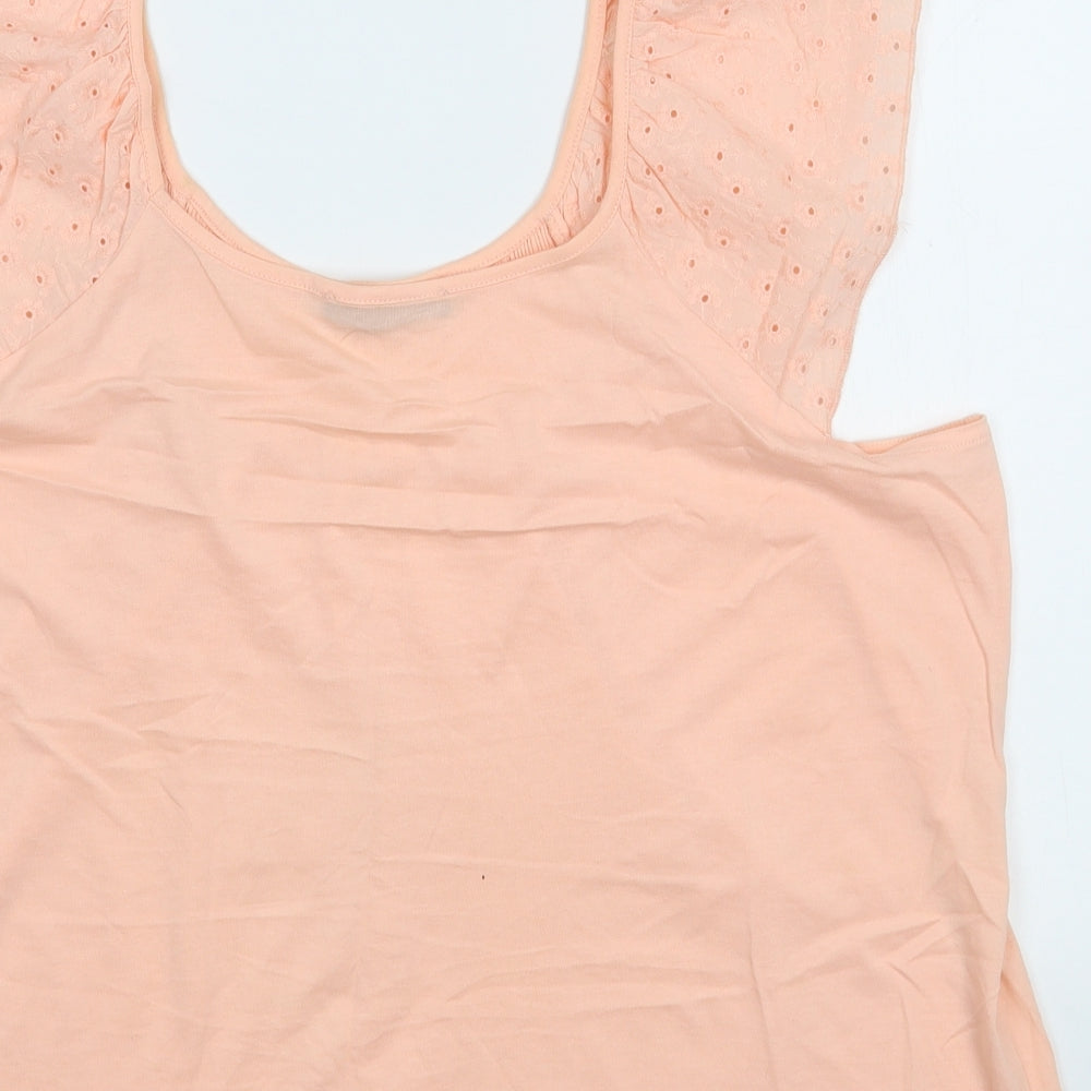 Dunnes Stores Womens Pink 100% Cotton Basic Blouse Size L Scoop Neck