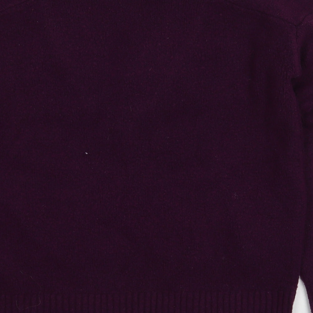 NEXT Womens Purple V-Neck Polyester Pullover Jumper Size S