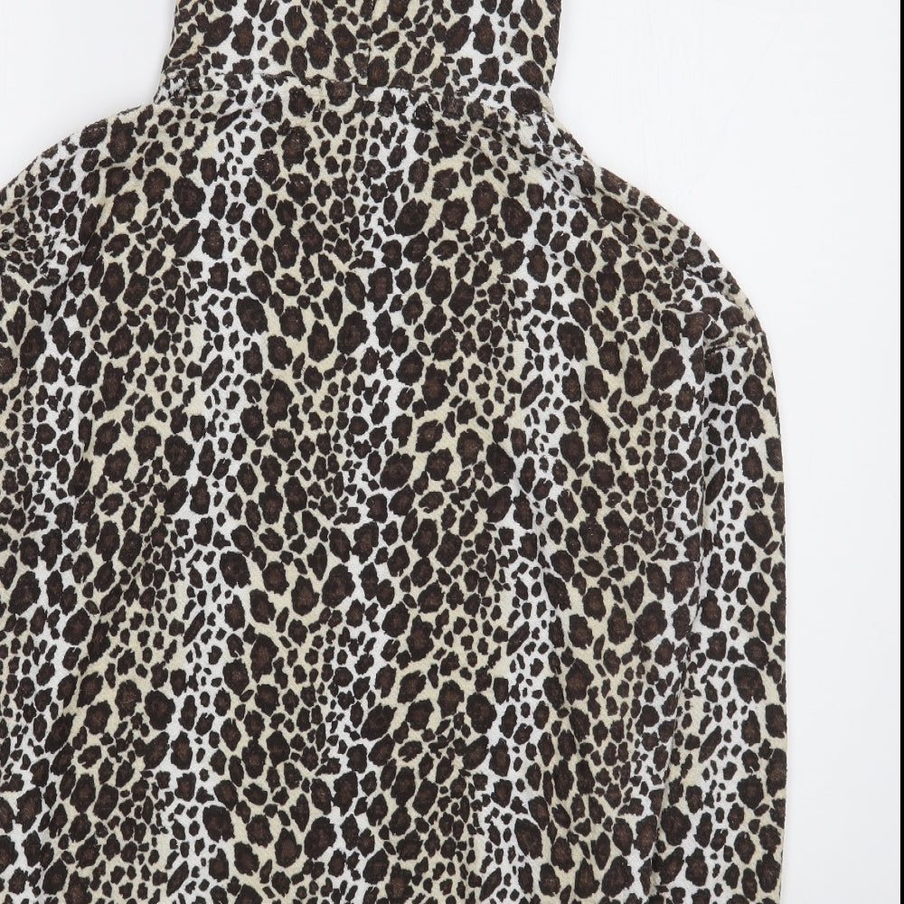 Way of Glory Womens Brown Animal Print Polyester Pullover Hoodie Size L Pullover