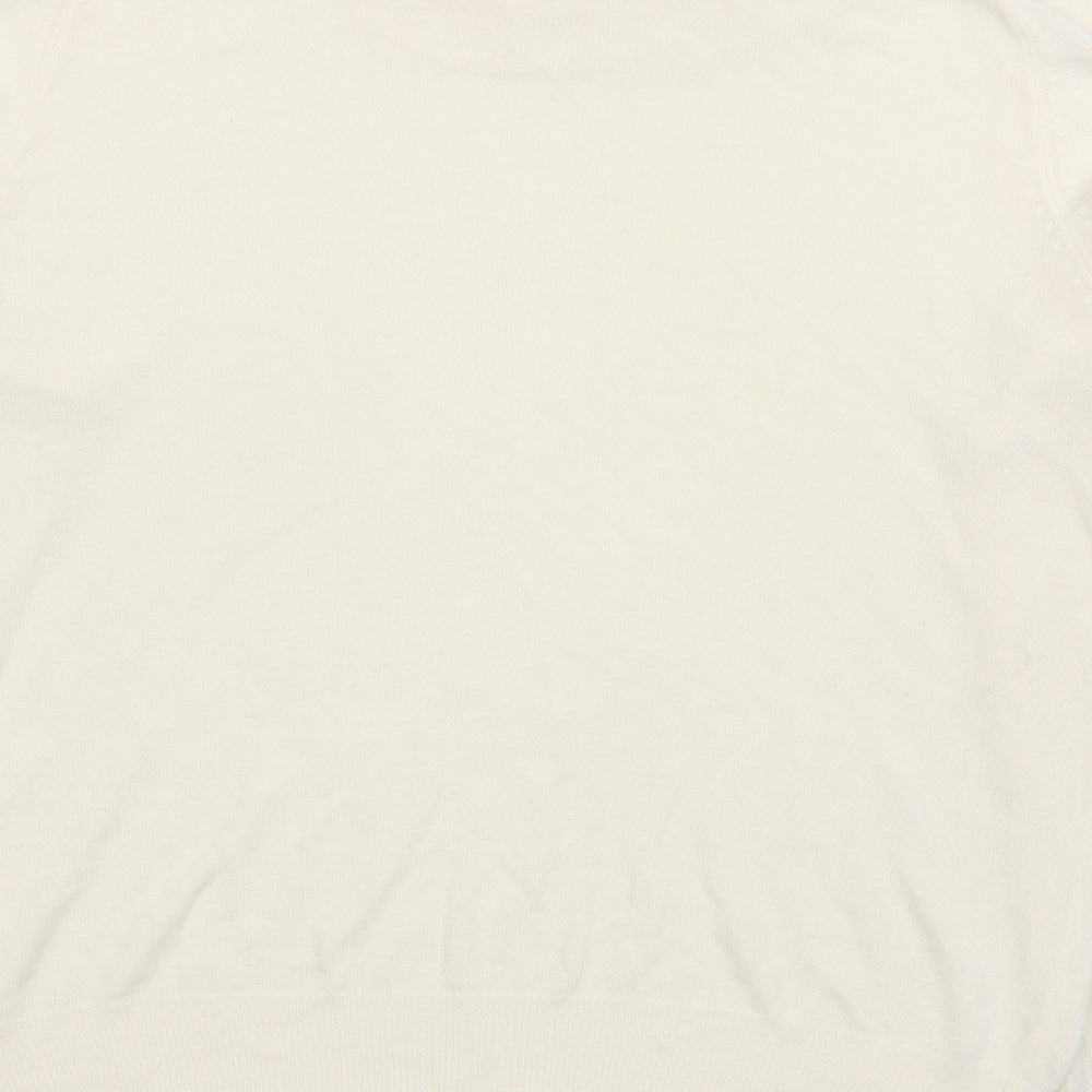 Marks & Spencer Womens White Round Neck Acrylic Pullover Jumper Size 16