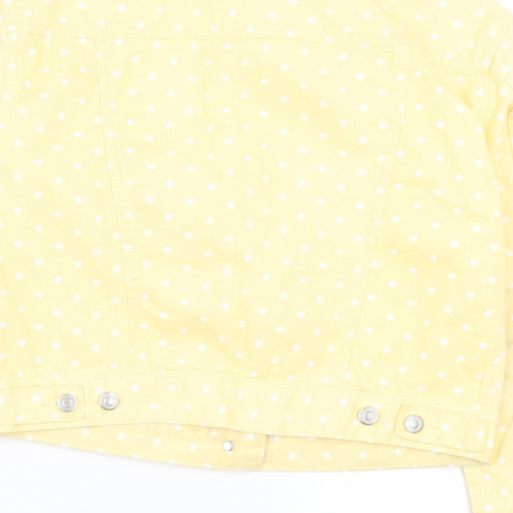 Topshop Womens Yellow Polka Dot Jacket Size 8 Button