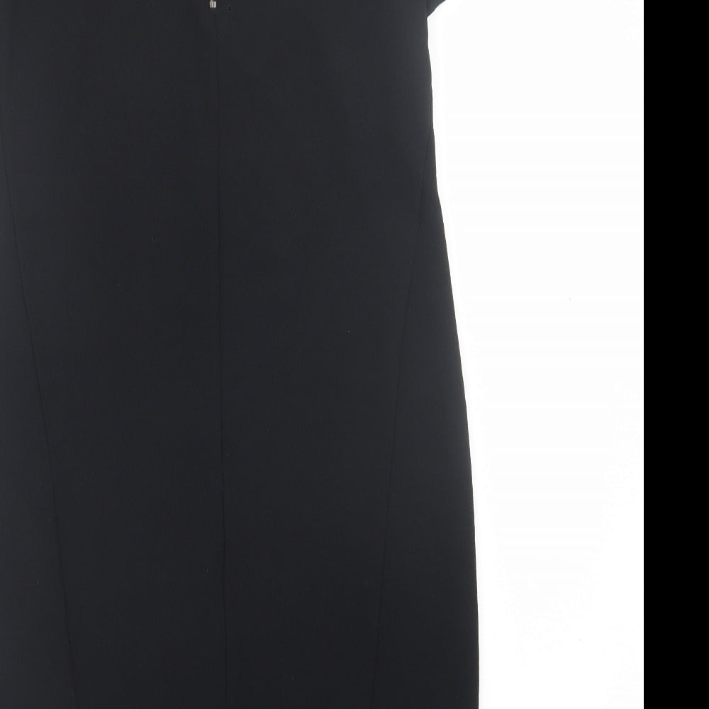 Topshop Womens Black Polyester T-Shirt Dress Size 8 Crew Neck Zip