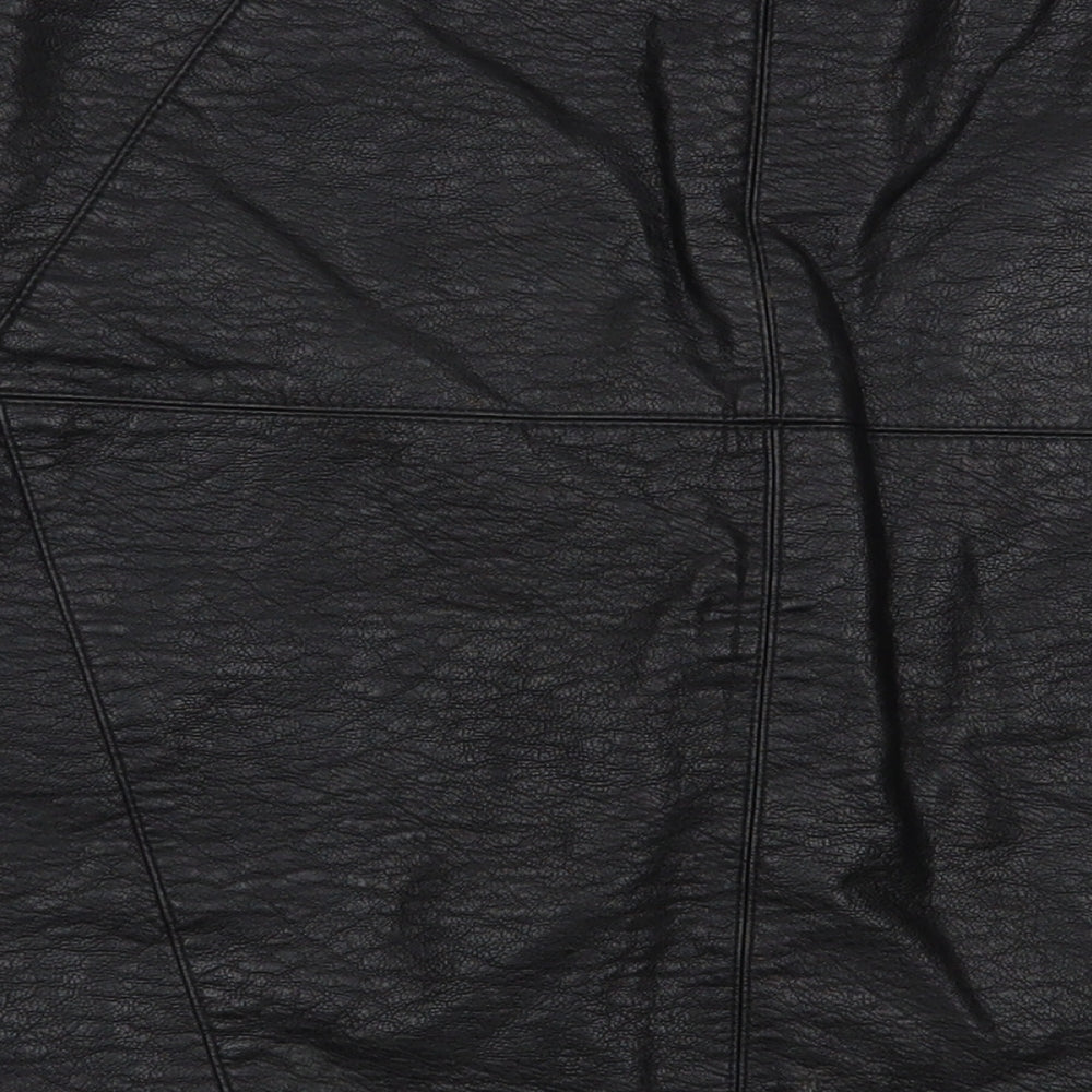 H&M Womens Black Polyurethane Mini Skirt Size 10 Zip