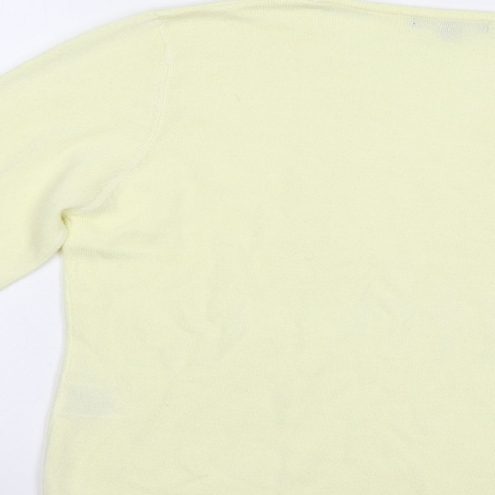 Debbie Morgan Womens Yellow V-Neck Acrylic Pullover Jumper Size M