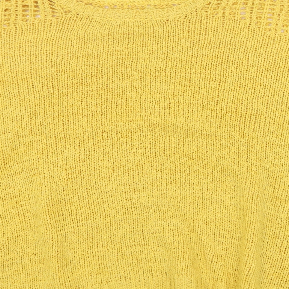 Peacocks Womens Yellow Round Neck Acrylic Pullover Jumper Size M