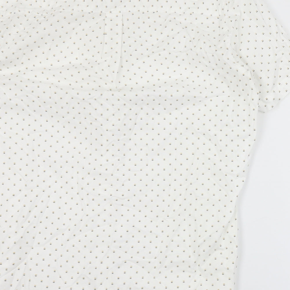 Matalan Mens White Geometric Cotton Button-Up Size M Collared Button