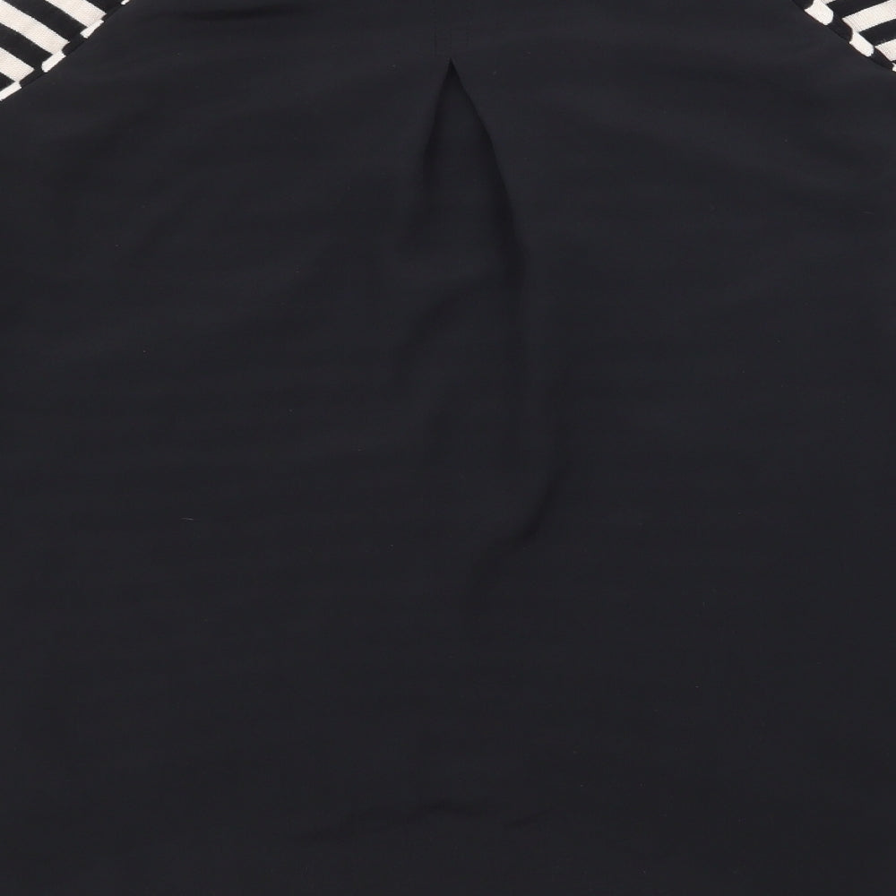 Oasis Womens Black Striped Viscose Basic Blouse Size S Square Neck