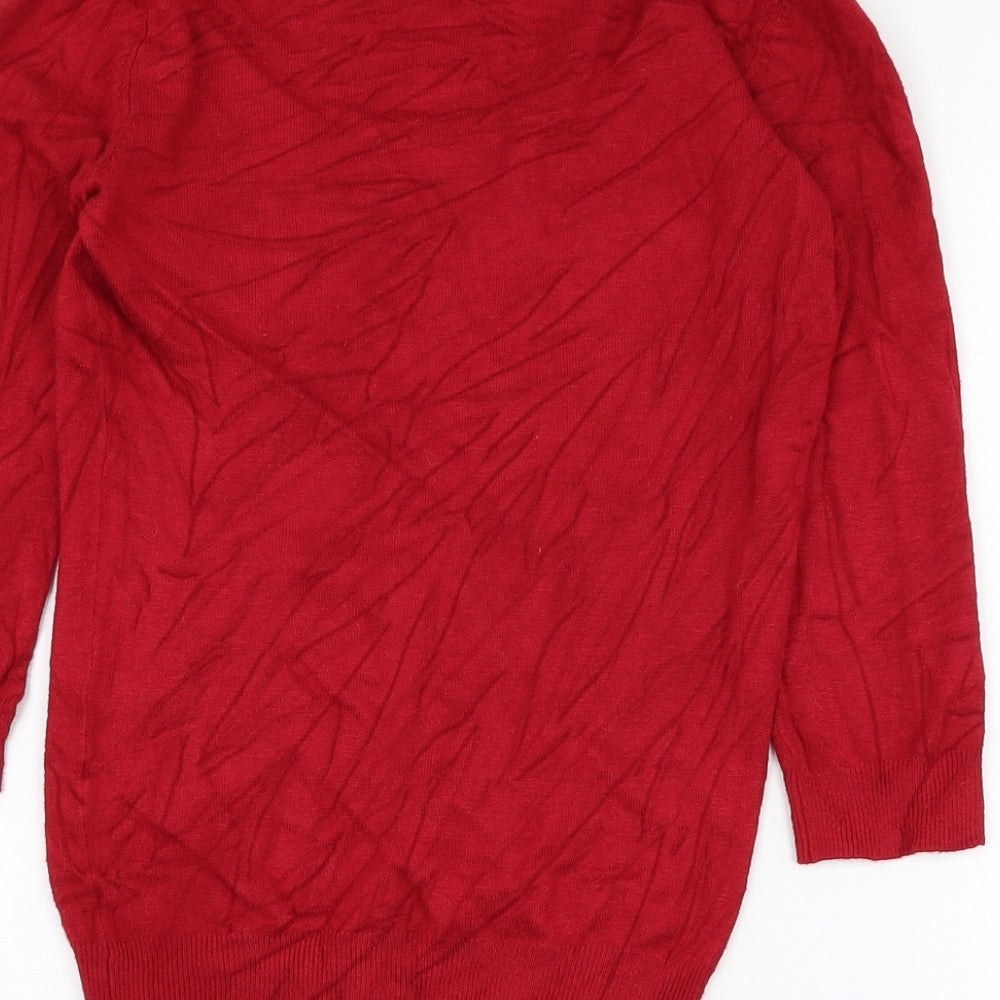 Marks & Spencer Womens Red Scoop Neck Viscose Pullover Jumper Size 6