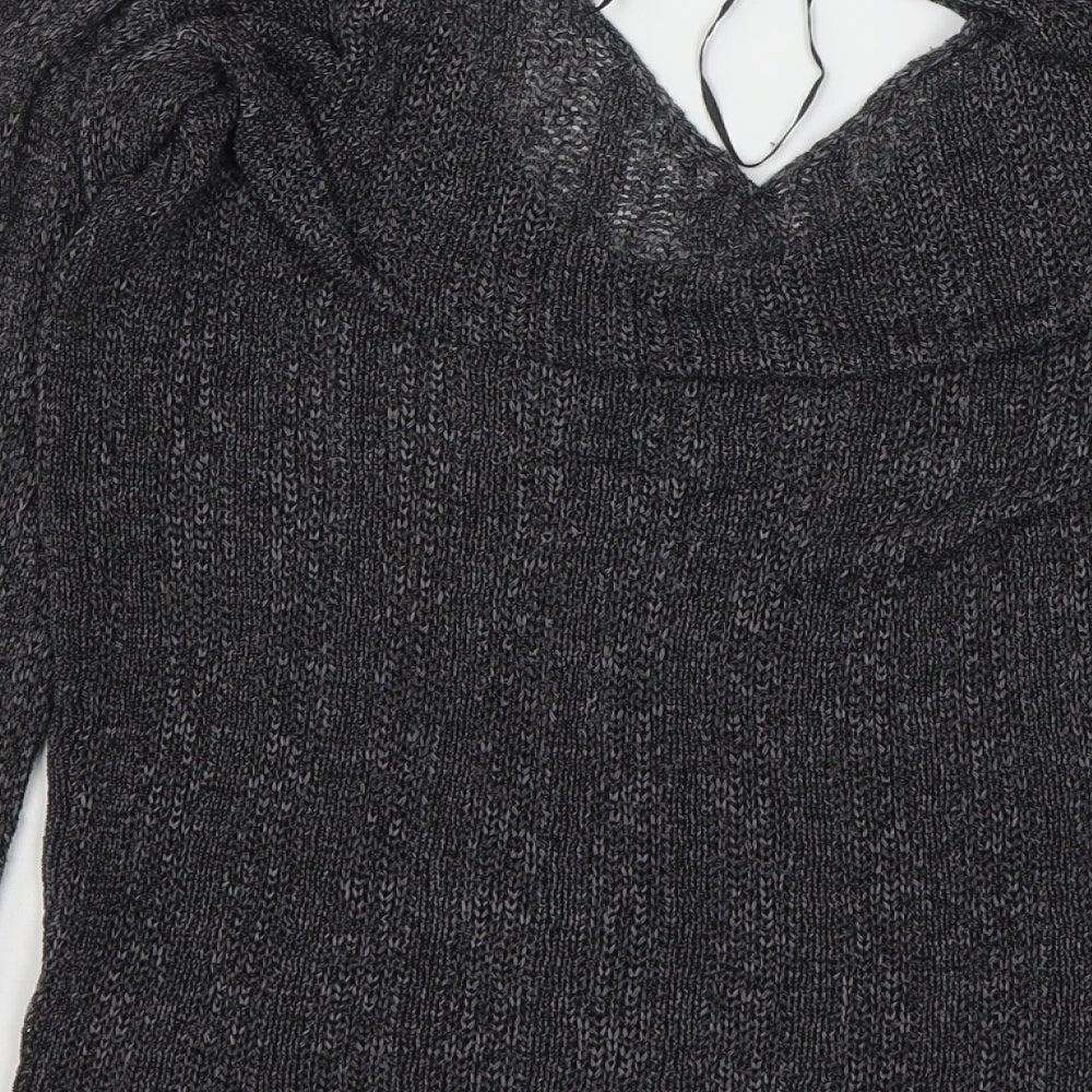 H&M Womens Grey V-Neck Acrylic Pullover Jumper Size XS