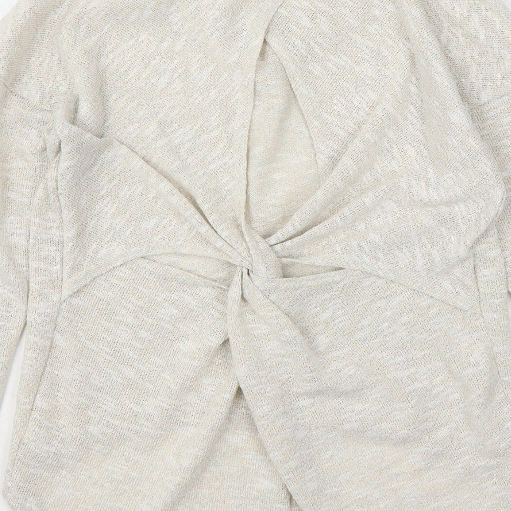 Miss Selfridge Womens Beige Round Neck Polyester Pullover Jumper Size 4