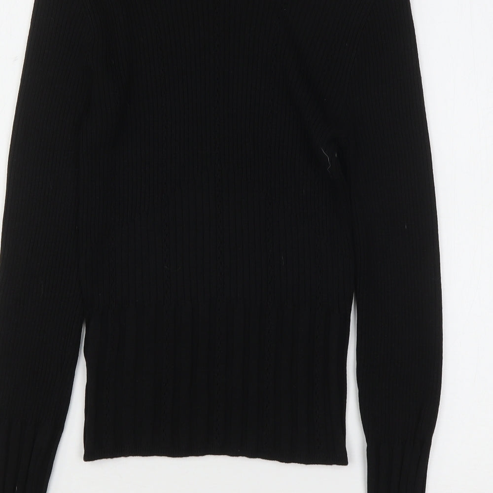 Topshop Womens Black Round Neck Acrylic Pullover Jumper Size S