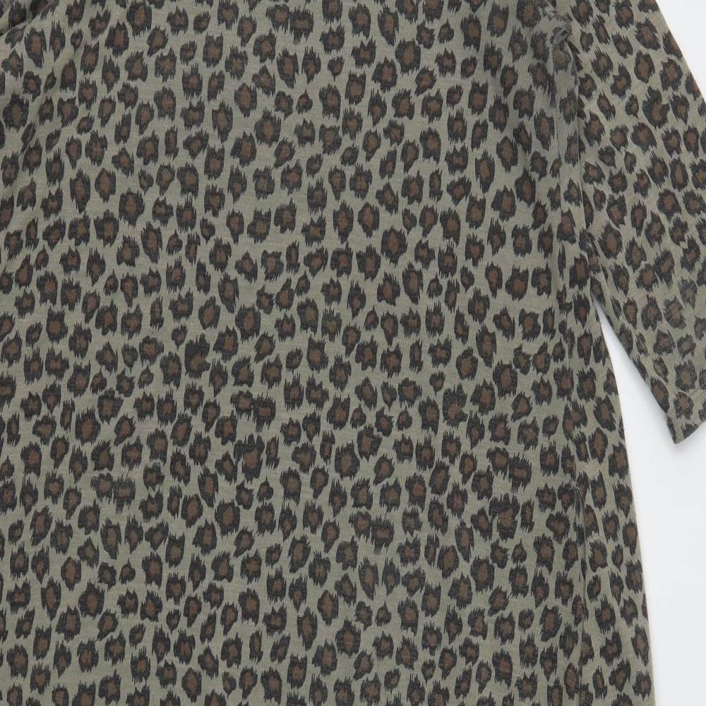 Rainbow Womens Multicoloured Animal Print Polyester A-Line Size 14 Round Neck