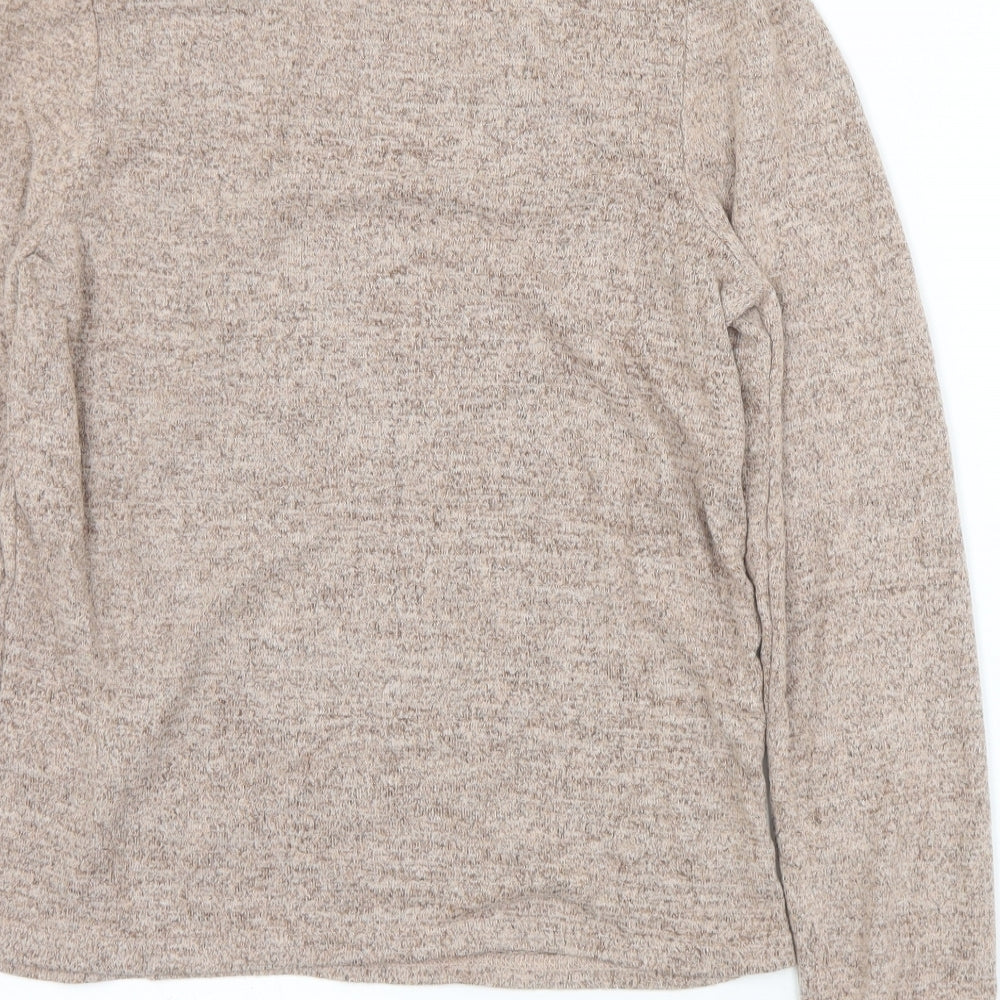 Brave Soul Womens Brown Mock Neck Polyester Pullover Jumper Size M