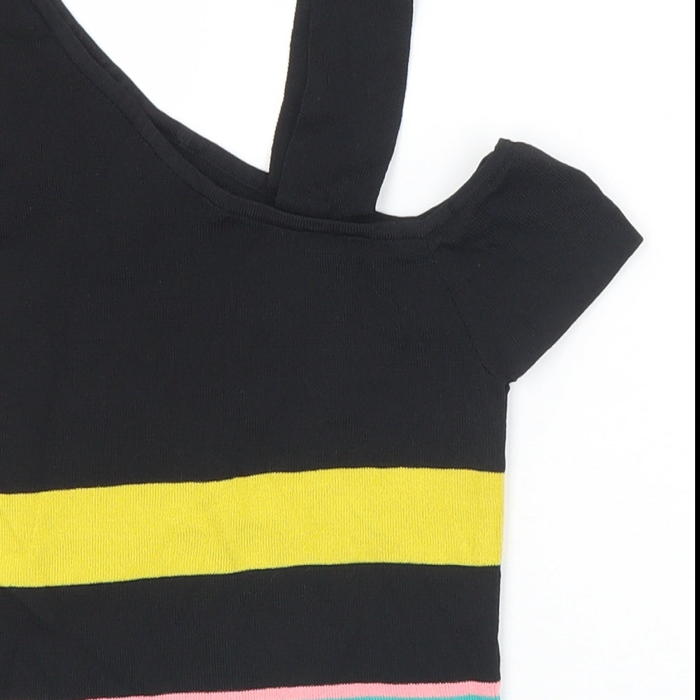 River Island Womens Multicoloured Striped Viscose Cropped Tank Size 8 Round Neck