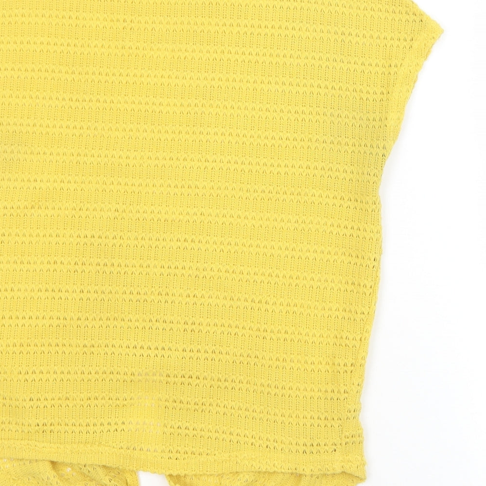 New Look Womens Yellow Polyester Basic T-Shirt Size S Round Neck