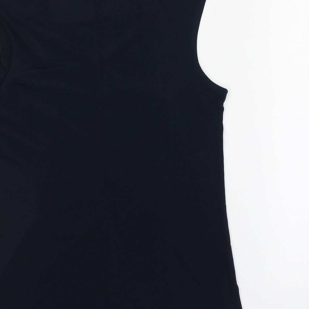 Chelsea & Theodore Womens Blue Polyester Basic T-Shirt Size L V-Neck