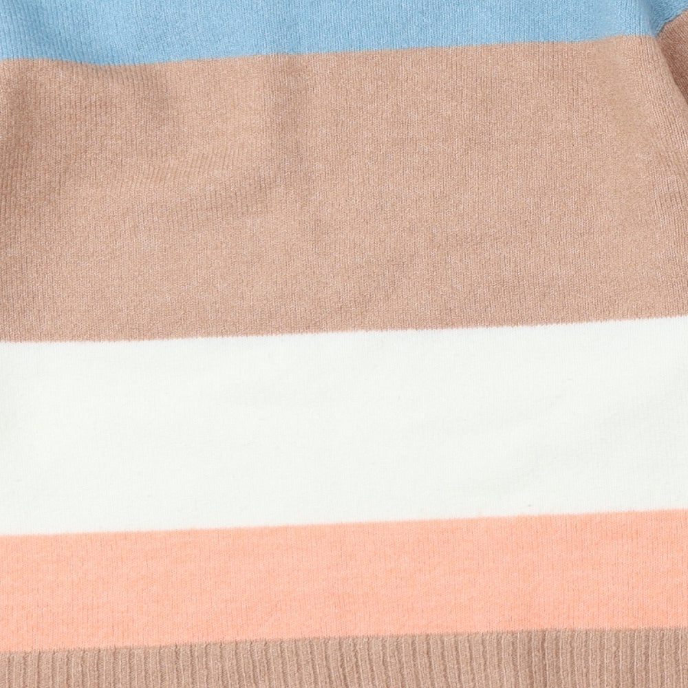 Preworn Womens Multicoloured Round Neck Striped Polyester Pullover Jumper Size M