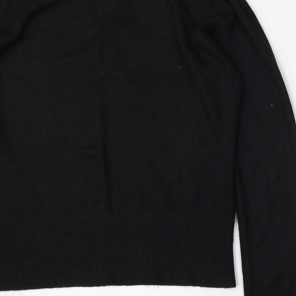Evie Womens Black V-Neck Acrylic Pullover Jumper Size 14