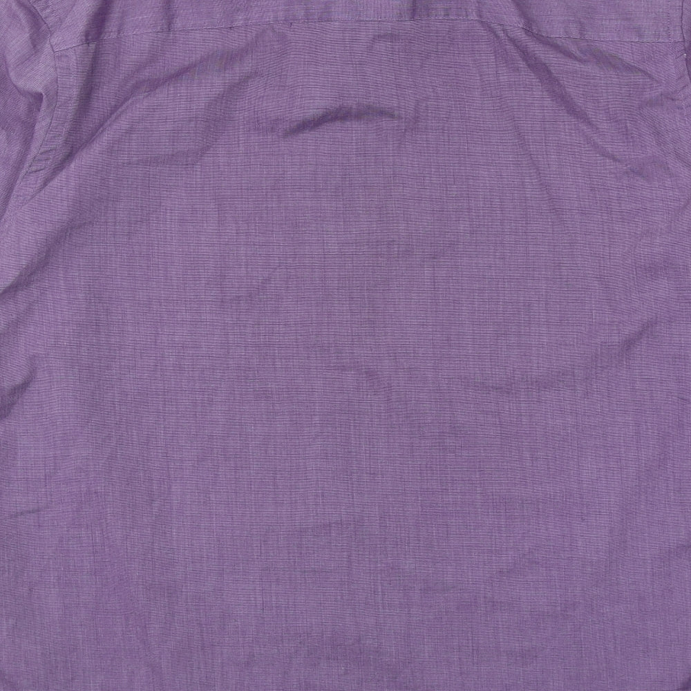 F&F Mens Purple Polyester Button-Up Size 15.5 Collared Button