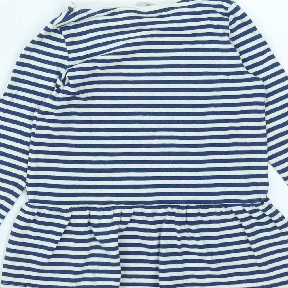 TU Girls Multicoloured Striped Cotton Fit & Flare Size 18-24 Months Round Neck