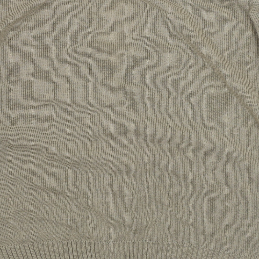 Exhibit Womens Beige V-Neck Acrylic Cardigan Jumper Size M