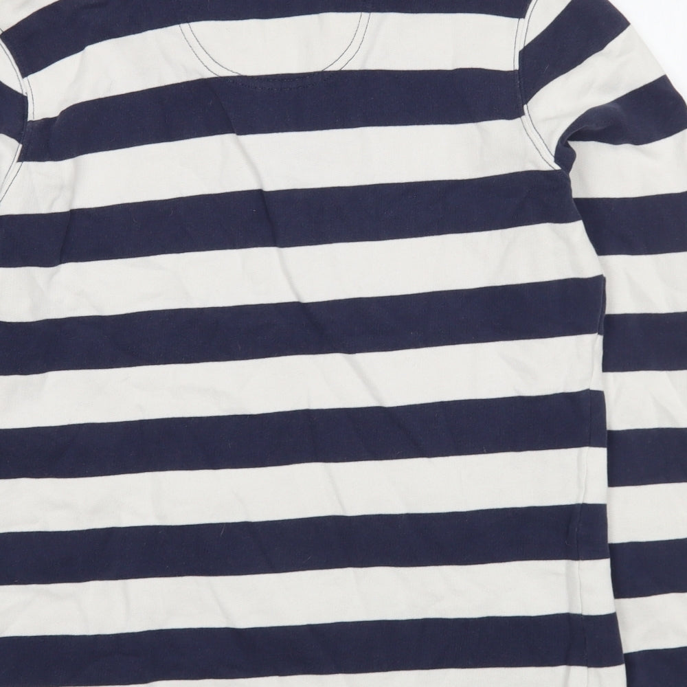 Maine Womens Blue Striped 100% Cotton Pullover Sweatshirt Size 12 Zip