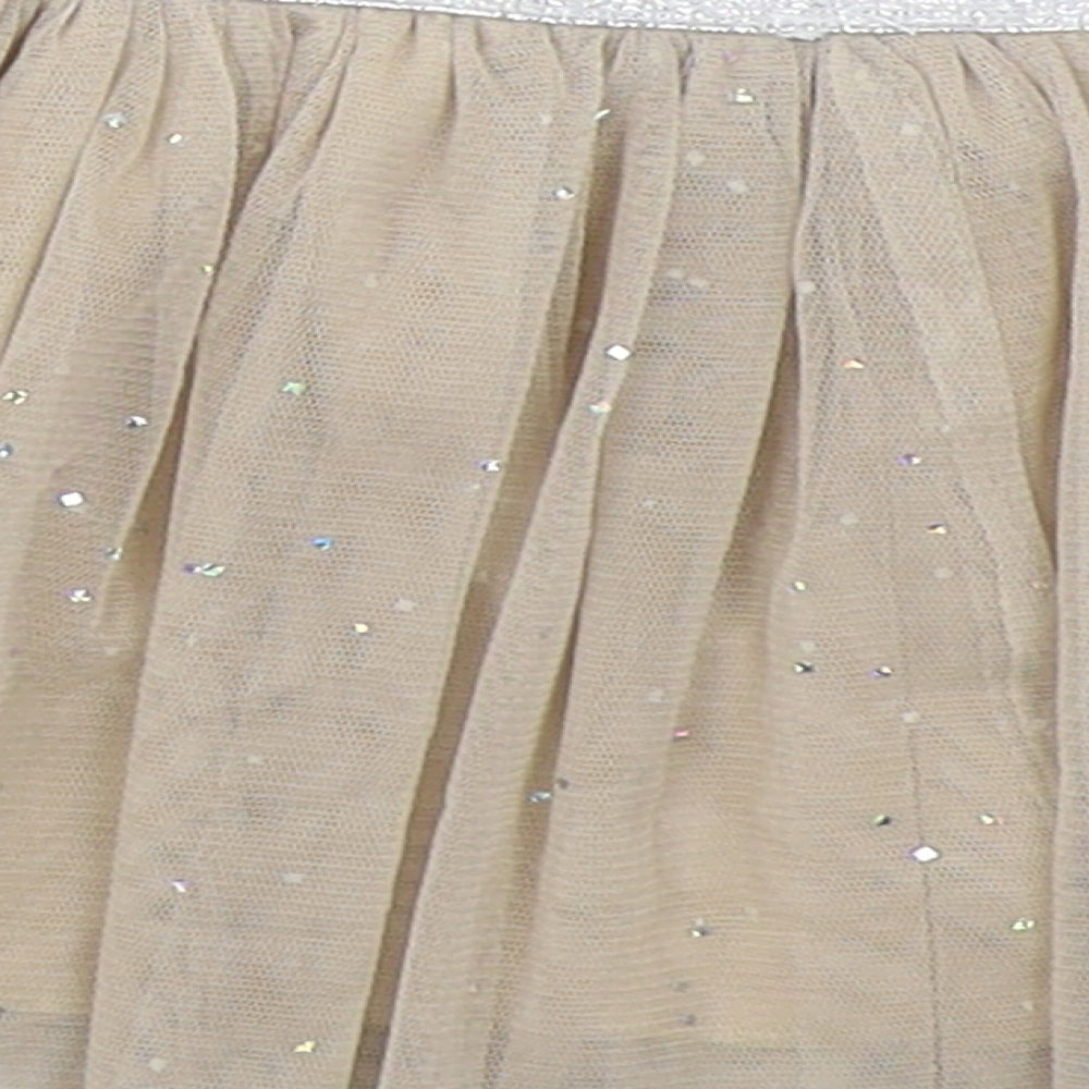 Preworn Girls Beige Polyester Tutu Skirt Size 12 Months