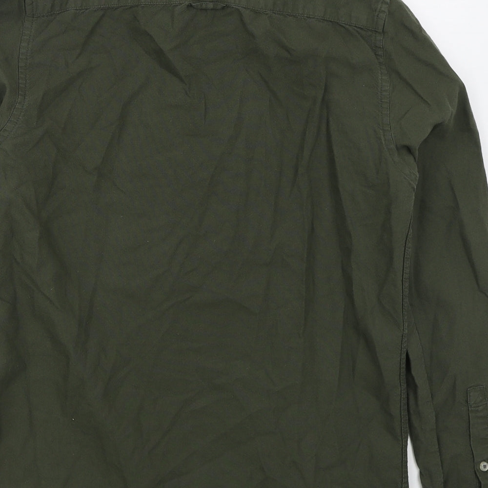 River Island Mens Green Cotton Button-Up Size XS Collared Button