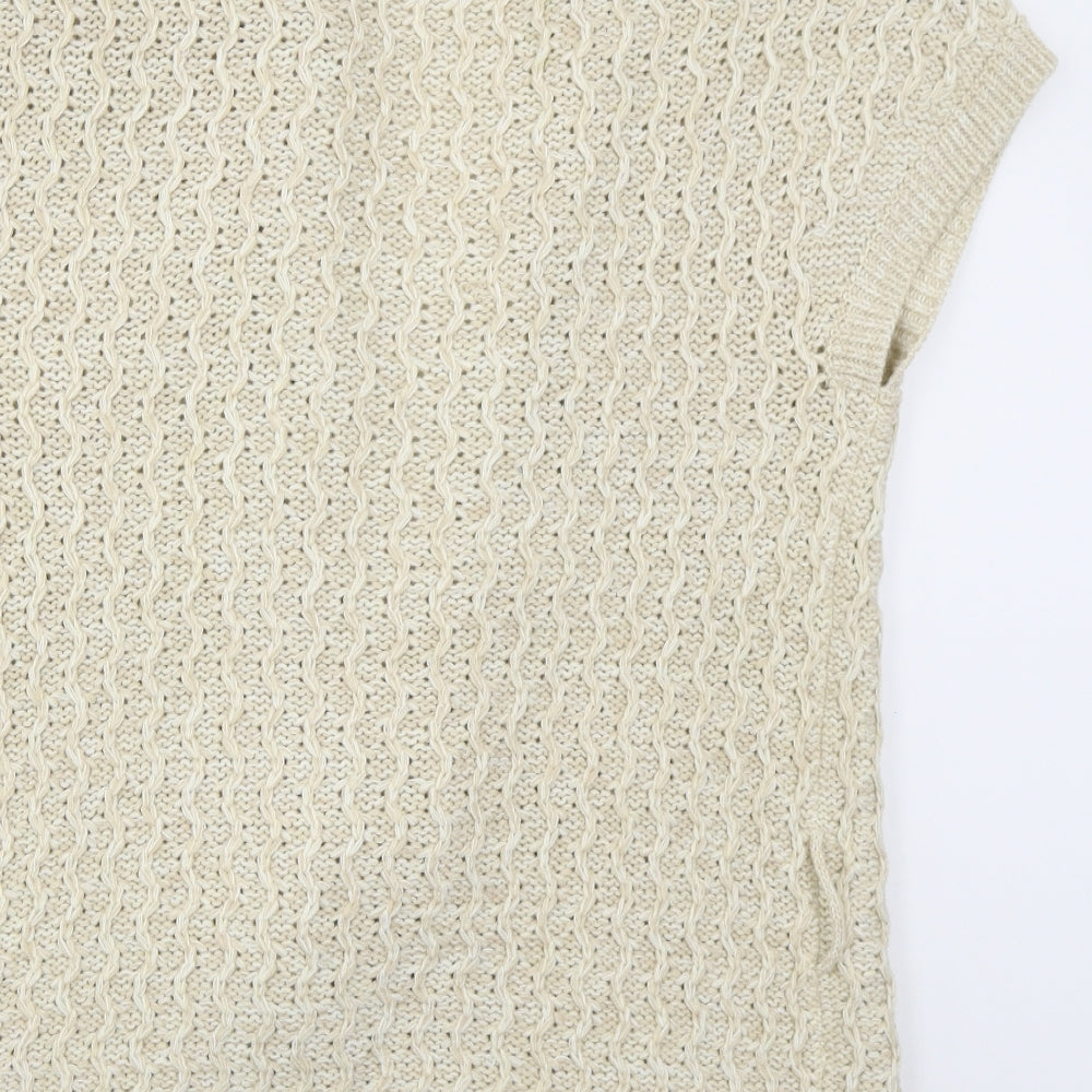 Evie Womens Beige Collared Acrylic Cardigan Jumper Size 14
