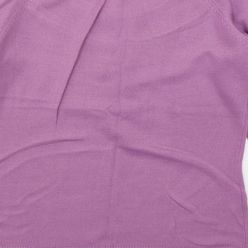 M&Co Womens Purple Round Neck Acrylic Pullover Jumper Size M