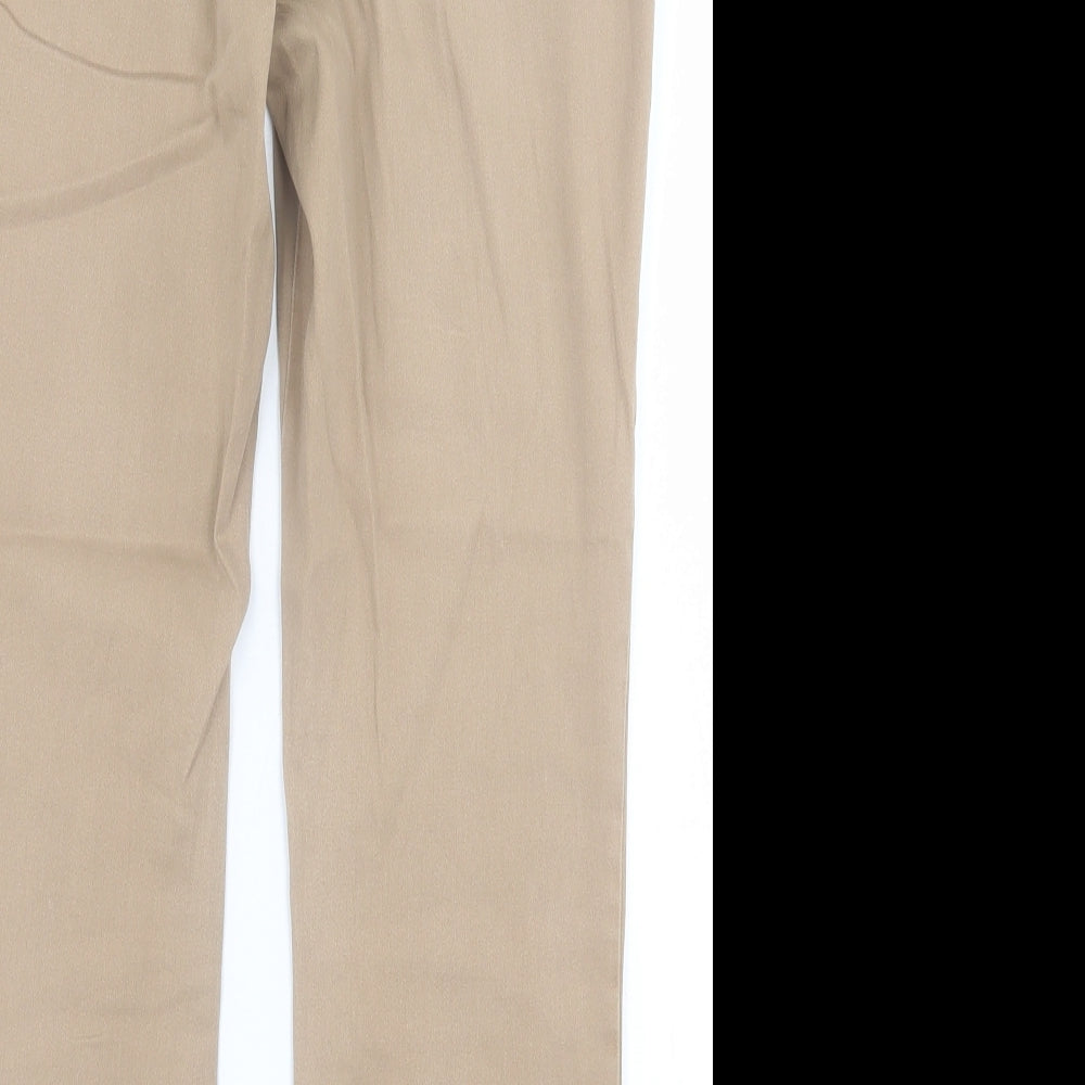 Atmosphere Womens Beige Cotton Trousers Size 12 L26 in Regular Hook & Eye