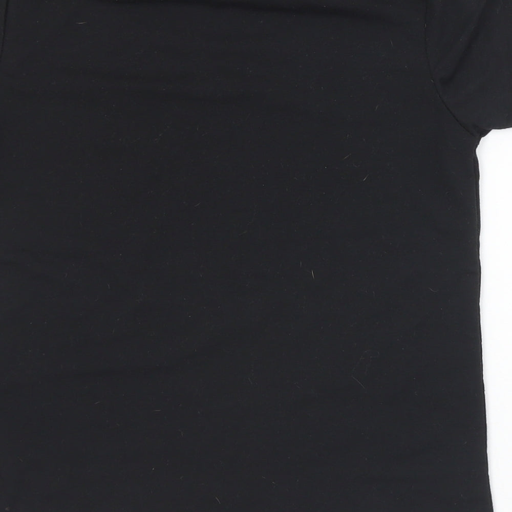 SheIn Girls Black Polyester Basic T-Shirt Size 8 Years Crew Neck - Christmas